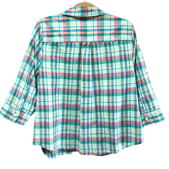 Croft & Barrow Womens Button Down Shirt Size 1X Three Quarter Roll Tab Sleeve - Picture 2 of 8